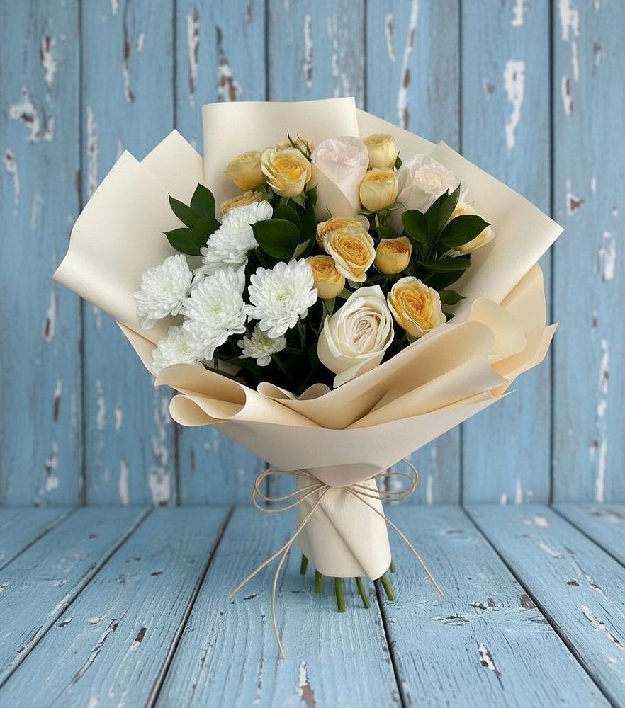 Букет цветов из: Розы и Хризантемы в Шамилькале