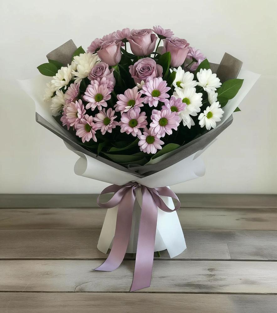 Букет цветов из: Хризантемы и Розы в Шамилькале
