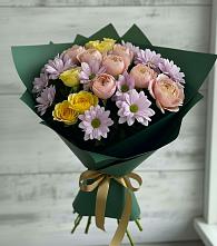 Букет цветов из:  Хризантемы и Розы #REPLACE_PRED# Шамилькале
