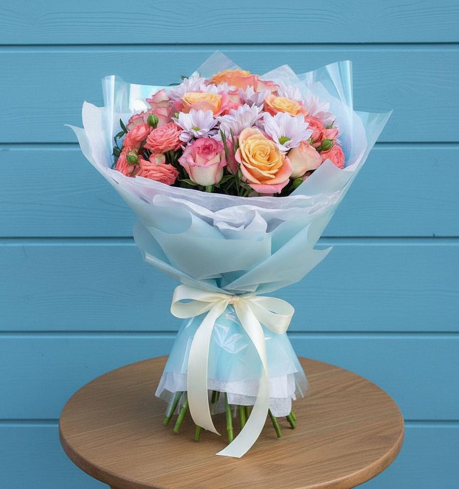 Букет цветов из: Хризантемы и Розы в Шамилькале